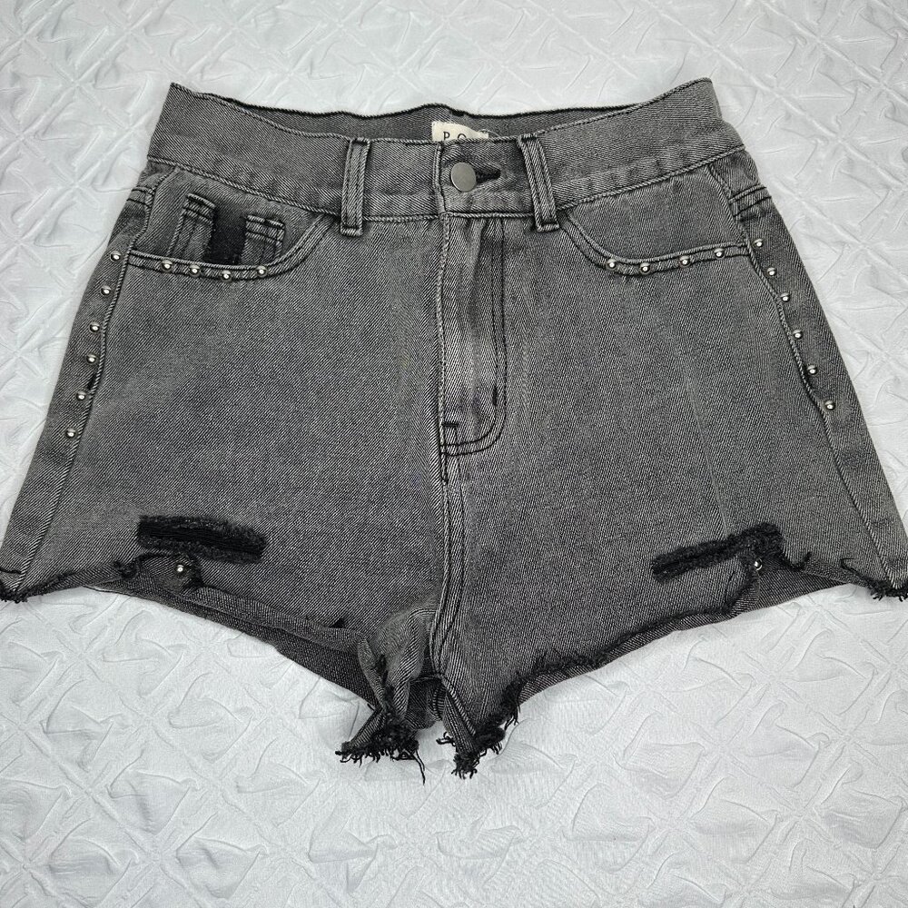 Pol from Buckle Women’s Distressed Studded Black Shorts, Size: Medium Edgy Metal